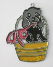 BLACK PUPPY IN A BASKET SUNCATCHER DOG SUNCATCHERS 