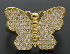 Real 10K Solid Yellow Gold Butterfly Ring