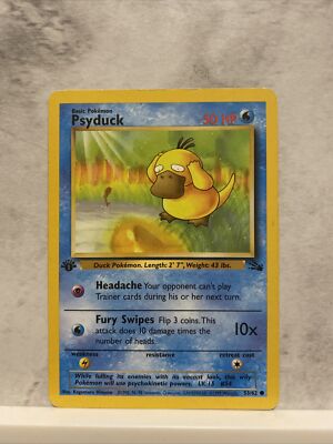 Pokémon TCG Psyduck Fossil 53 Regular 1999-2000 Wizards Base Set  Copyright
