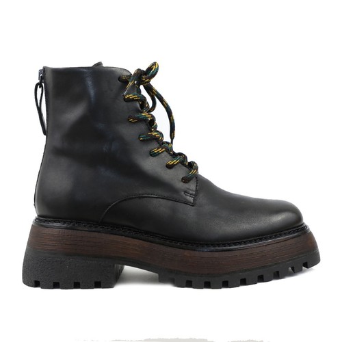 Esska Woody Black Leather Chunky Boots eBay