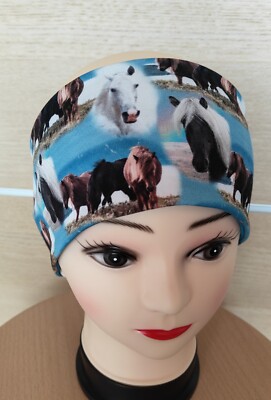 Pferde Bandeau Stirnband Haarband in 2 Größen Jersey Handmade 