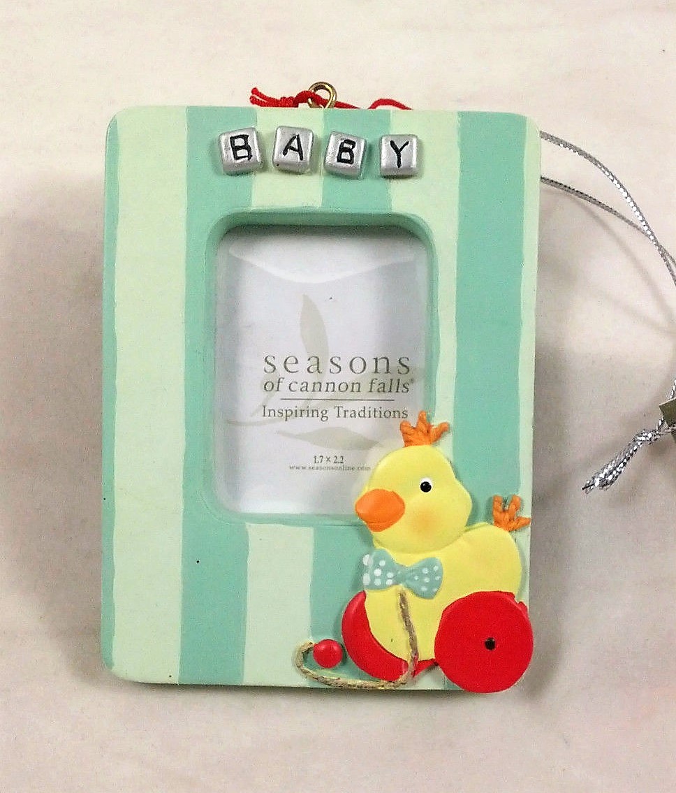 Baby Mini Picture Frame Christmas Ornament Rubber Duck NEW Adorable