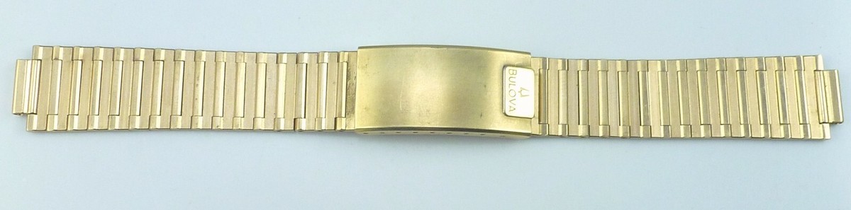 Bracelet De Montre Bulova Vintage En Acier Inoxydable - Plaque D'or - Largeur 11 Mm - Occasion