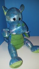 10" Dragon Metallic Blue Green Plush Toy Stuffed Animal Fun  Fun toys