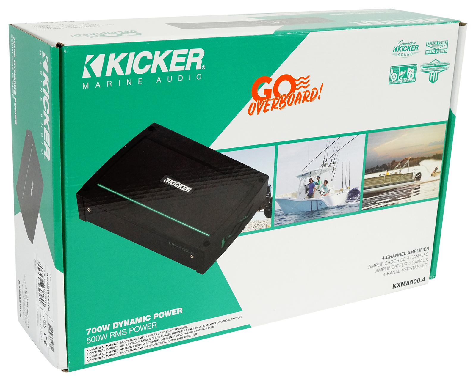 KICKER 48KXMA5004 500-ваттный 4-канальный морской усилитель для лодок Комплект усилителей KXMA5004