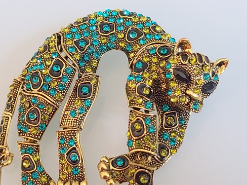 FABULOSO COLGANTE/PIN LEOPARDO ESTILO DISEÑADOR SIN FIRMAR SIN FIRMAR PEDRERÍA ARTICULADO - Imagen 6 de 13