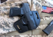 Fits Sig P365-380 Leather, OWB, Holster, Pancake, Sweat Shield, Made in USA