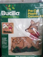 Bucilla Christmas Decor Deer Doorstop or Mail Holder Plastic Canvas Kit 61024