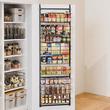 9-Tier Over the Door Pantry Organizer, Metal Hanging Spice Rack Storage Shelv...