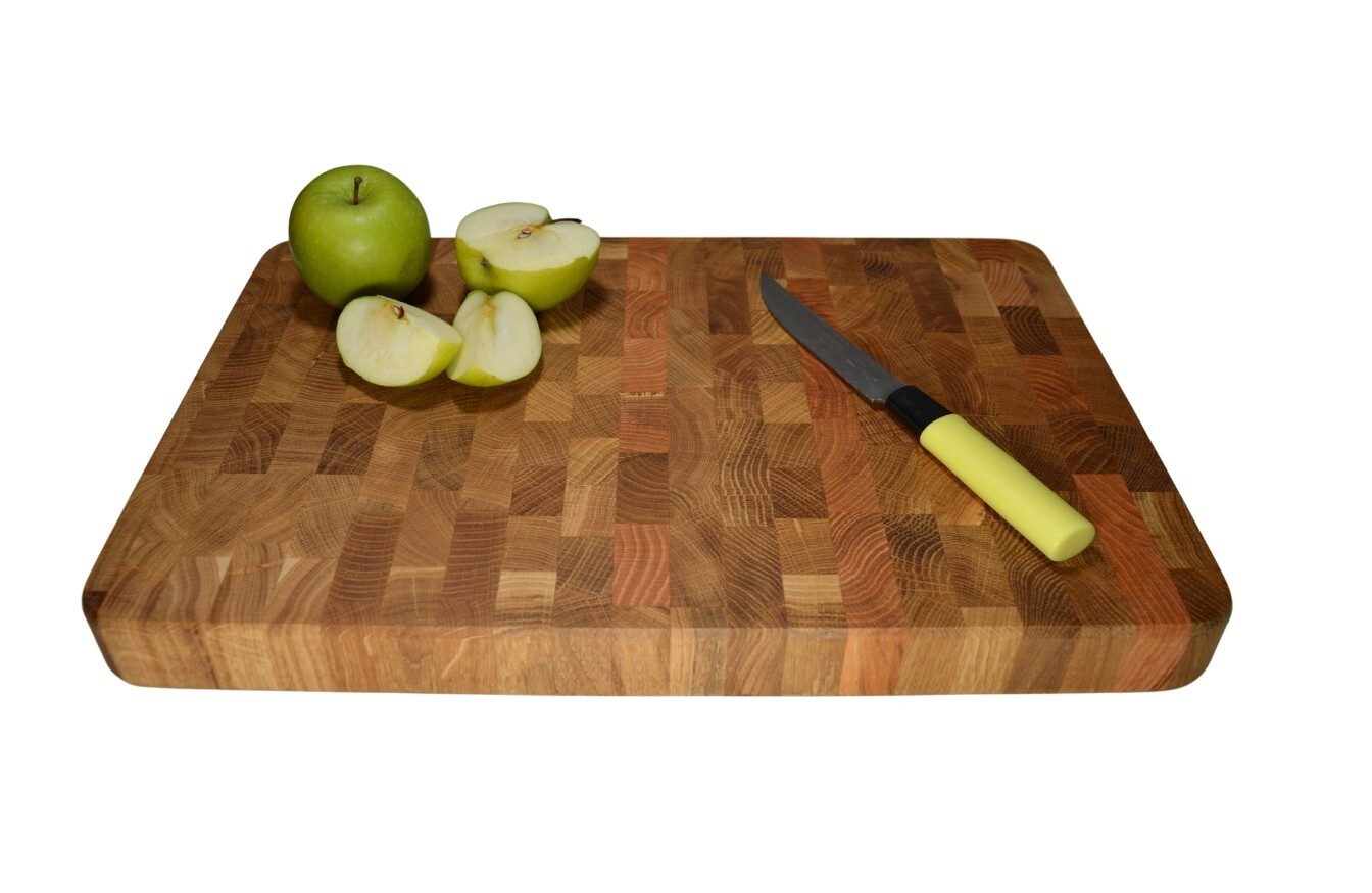 BAMLUX Schneidebrett Aus Akazienholz – Stirnholz, 35x25x2,8 Cm Mit Saftrille & Rutschfester Basis