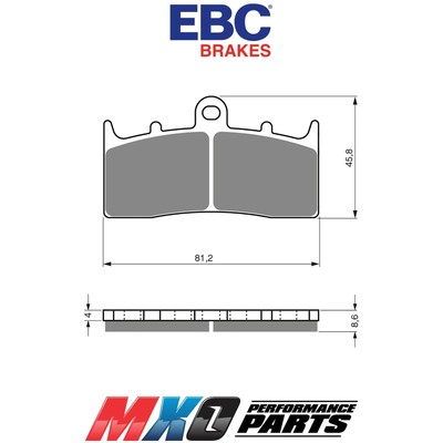EBC Brakes FA294HH Scheibenbremsbelagsatz – Schwarz, Hochleistungs-Bremsbeläge