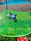 STERLING SILVER CROSS PENDANT MURANO GLASS ALAN K 2 3/4" L ROYAL BLUE DAISY RARE — photo 5