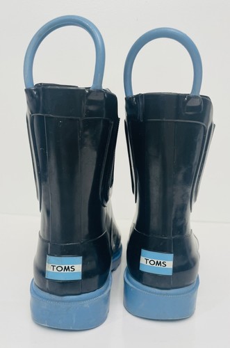 Toms Rain Boot Black Blue Rubber Tiny YOUTH size 9 - Picture 5 of 11