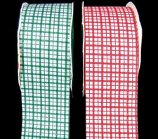 6 Yards Country Christmas Green or Red Gingham Plaid Craft Ribbon