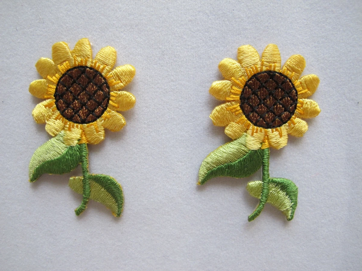 3903 Lotto 2 Pz Ferro da ricamo girasole su applique