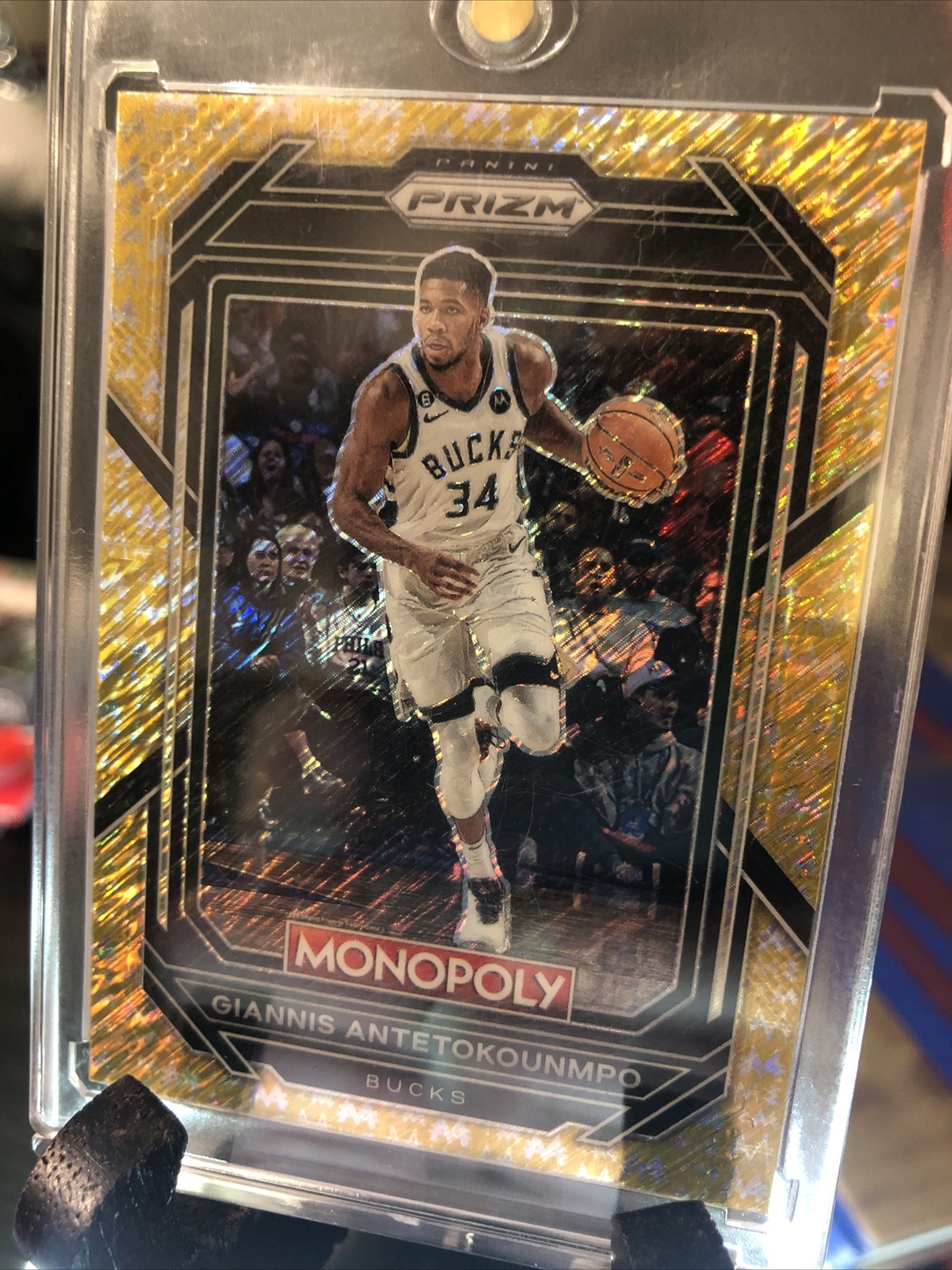 2022/23 Monopoly Prizm Giannis Antetokounmpo SP Gold Money Shimmer 043/500 #49