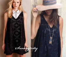NEW sz S Anthropologie Eyelet Swing Dress by Maeve, Cotton Eyelet Adorable Cute