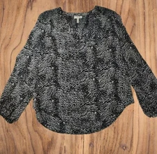 Joie Schwarz Weiße Lange Ballonärmel aus Reiner Seide Damen Größe Klein