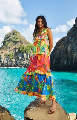chinese dress ladies Farm Rio Women's Stitched Garden Tiered Maxi Dress, Multi, Medium :  Amazon.ca: Clothing, Shoes & Accessories main image 0