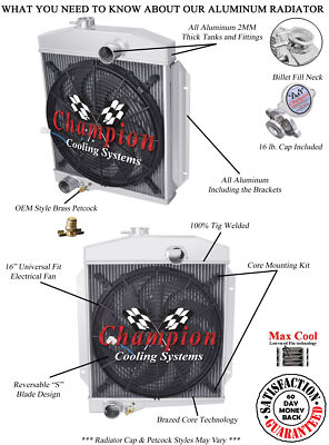 Atom Champion 3 Row Radiator W/ 16'' Fan for 1961 - 1971 International Scout