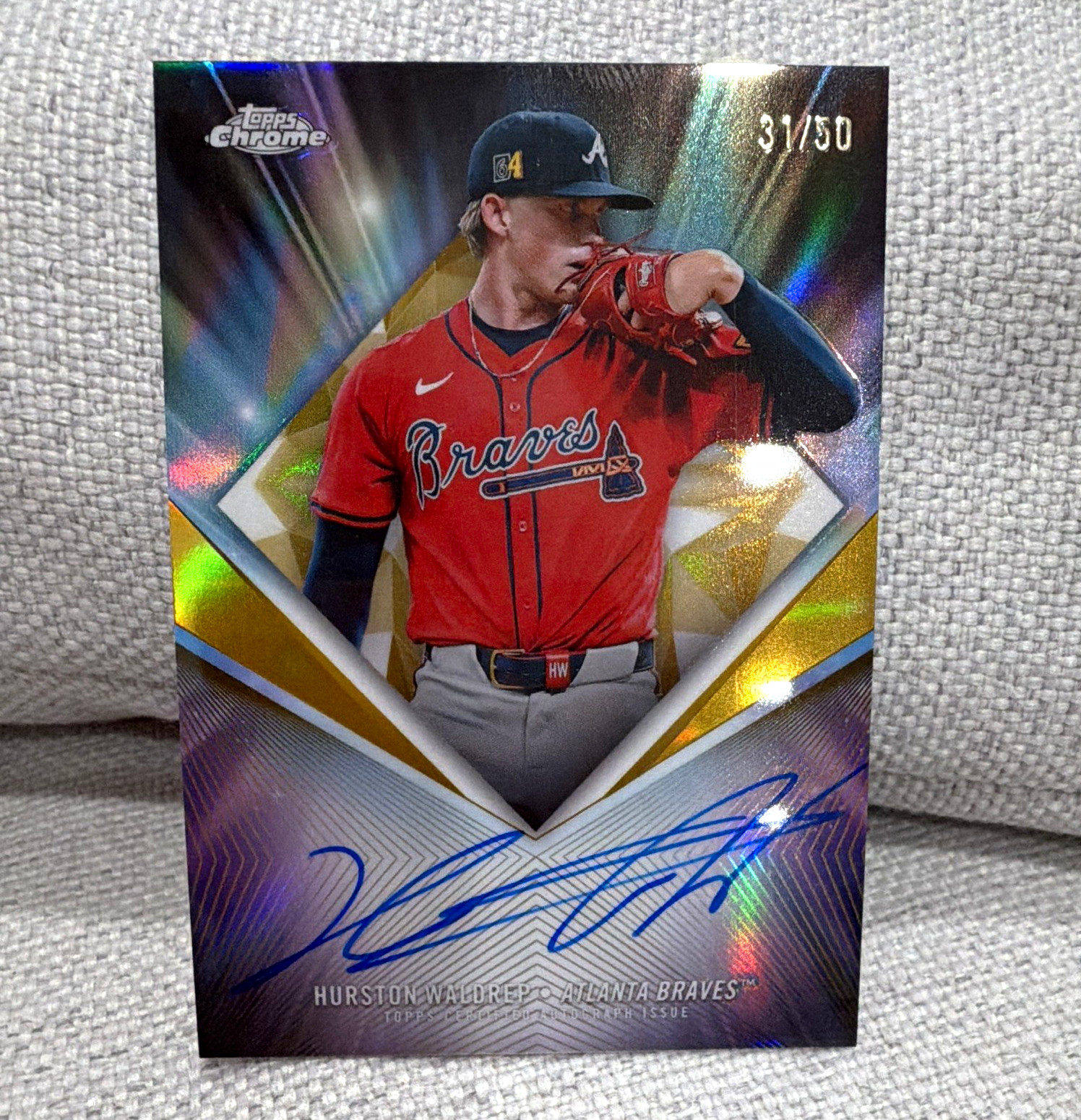 Topps 2026 Topps Chrome Hurston Waldrep 75th Diamond Auto 75D-HW /50 Braves