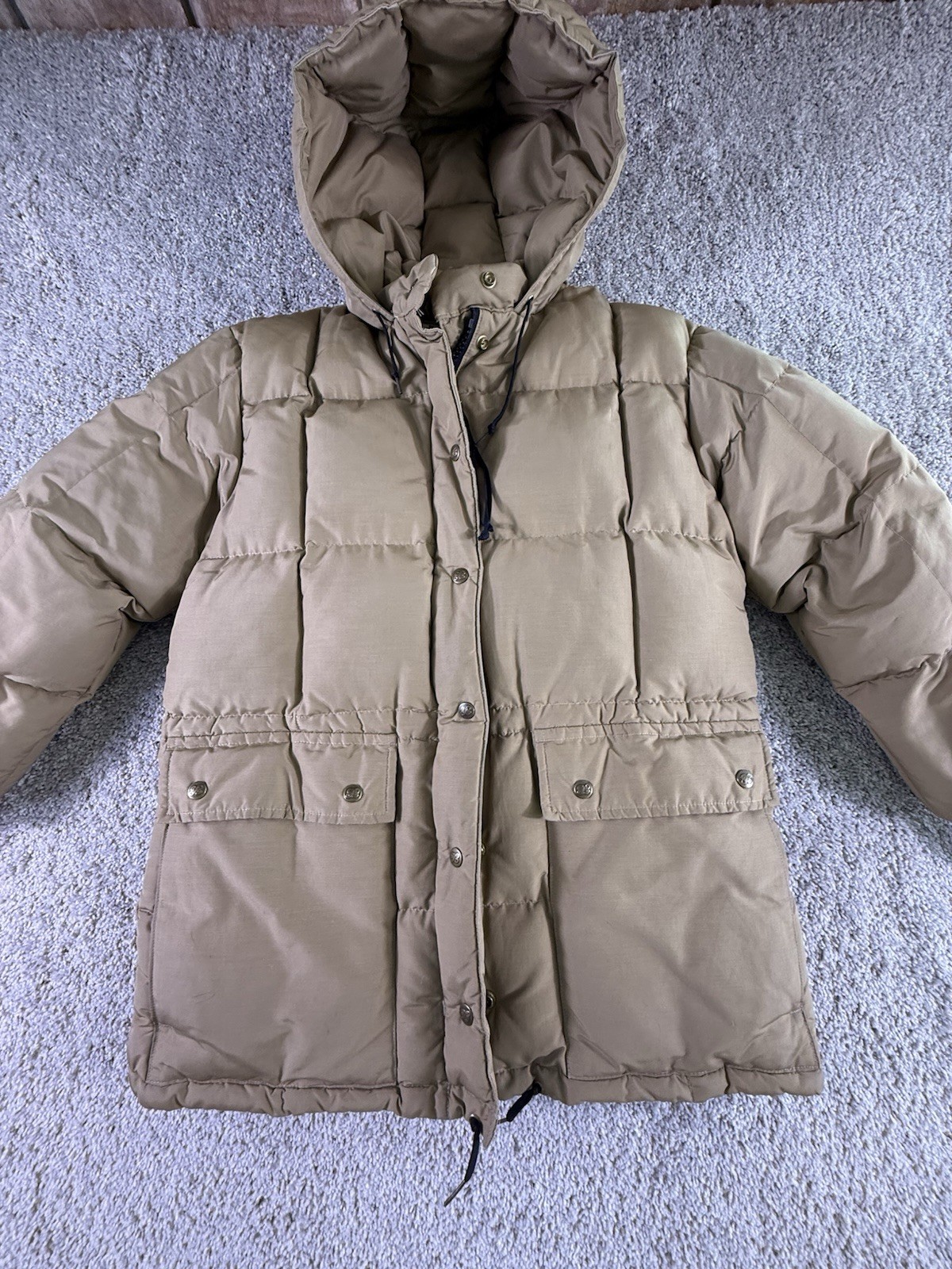 Vintage 1970s/1980s Eddie Bauer Goose Down Puffer Parka Jacket Tan Men's MEDIUM