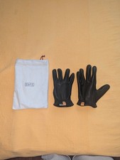 "Cafe Leather" brand Elkskin Motorcycle gloves black LEATHER Large MADE IN USA