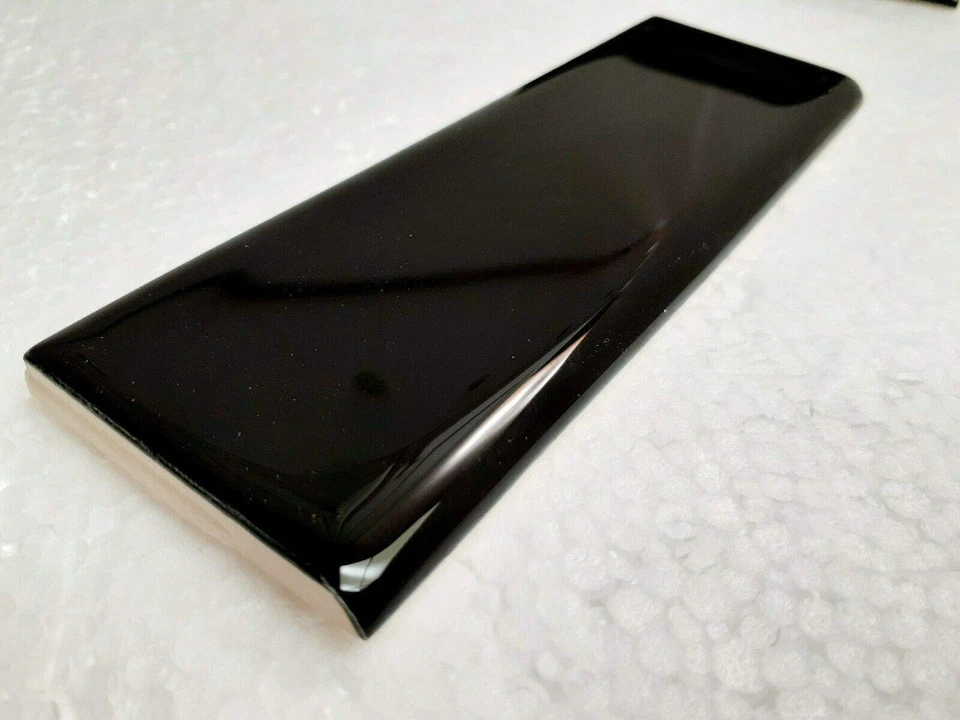 Azulejo de cerámica negro 2x6 pulgadas Bullnose Borde 2 x 6 pulgadas Caja 10 piezas Foto 2 de 4