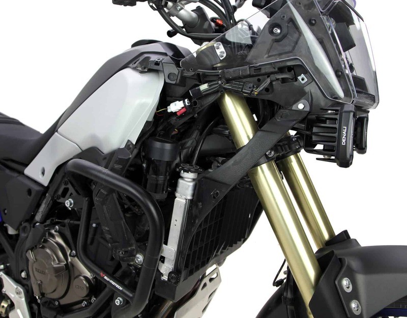 Support klaxon DENALI SoundBomb Yamaha Tenere 700 anti-vibration en acier noir