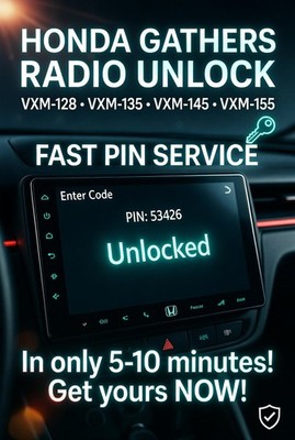 Honda Gathers Radio Code VXM All Models Instant Unlock PIN Anti-theft
