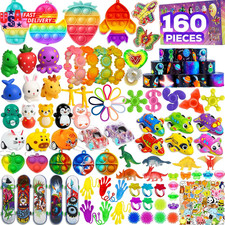 160 Pcs Fidget Toys Party Favors Pack, Randomly Selected Pop Sensory Set Gifts S