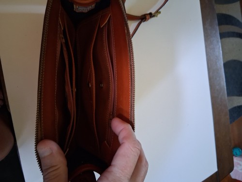 Vintage Purse Dooney & Bourke Dark Blue And Brown Leather Medium Size - Picture 12 of 14