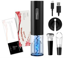 Rechargeable Electric Wine Opener Set, Type-c Corkscrew With Led, Stopper & Cutt