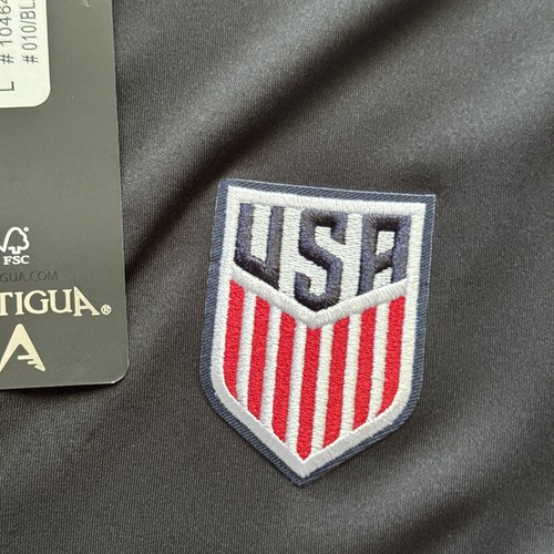 Neu mit Etikett Large Antigua Team USMNT Tribute Herrenpullover schwarz Fußball Futbal 1/2-Reißverschluss - Bild 2 von 5