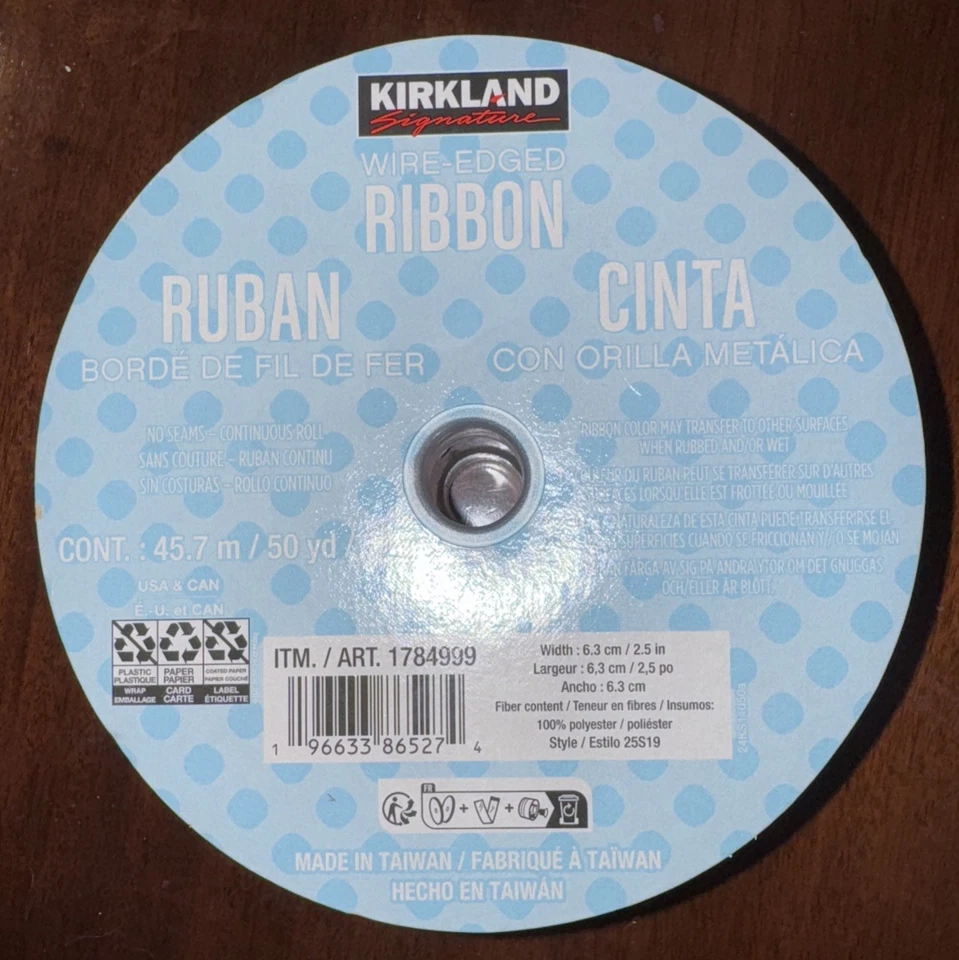 Kirkland Signature WireEdged Ribbon 2.5" Wide 50yd GLITTER Rainbow Colors - Image 3 of 3