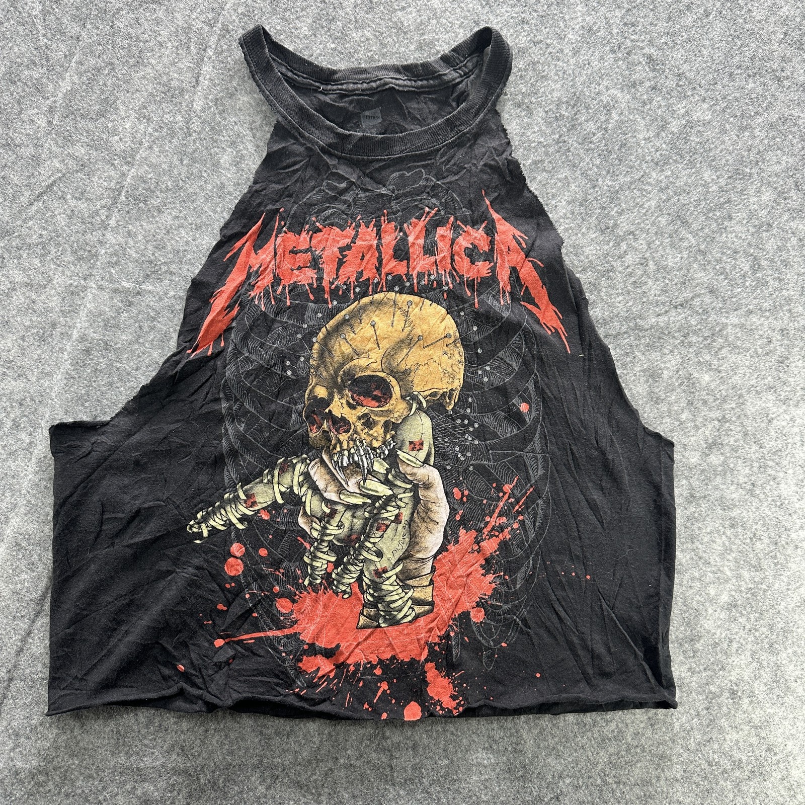 Metallica Shirt Mens Medium Black Cut Off Sleeveless Skull Graphic Band Tee Punk