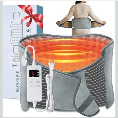 Gray Electric Back Heating Pad Wrap w/ Remote, Washable, Auto Shut-Off
