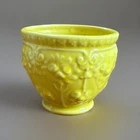 Vintage McCoy USA 570 Yellow Pottery Planter Mid Century Embossed Pedestal Bowl