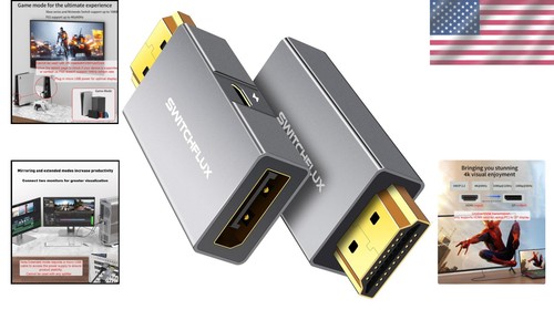 Lightweight HDMI to DisplayPort Adapter [2 Pack] - 4K Support with USB Power - Picture 2 of 9