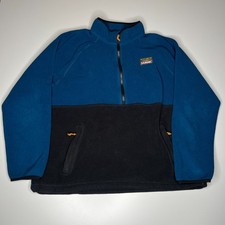 L.L.Bean Men s XL Blue Black Fleece Pullover Jacket Recycled Polyester