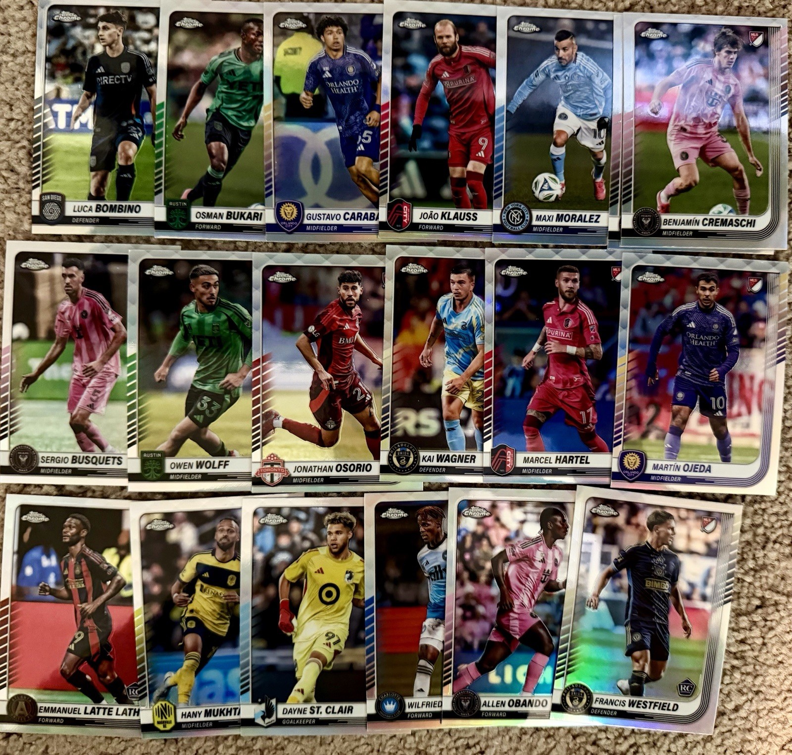 2025 Topps Chrome MLS - Lot Of 46 (Base/Refractor/Prizm/Lava)