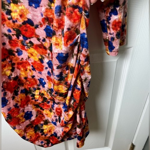 Isabel Marant Womens Velvet Floral Long Sleeve Goji Printed Ruched Mini Dress 10 - Picture 7 of 12