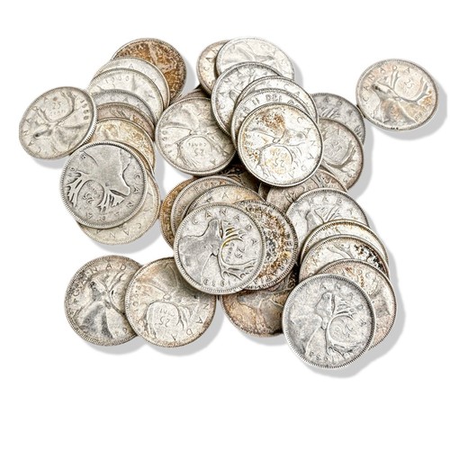 ROLL of 40 - 80% Canadian Silver Quarters Misc. Dates, Circulated - Picture 3 of 5