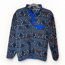 Patagonia Kids Synchilla Snap-T Fleece Pullover XL 14 Blue Aztec Geo Print 65572