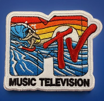 TEXASTIMEPICKERSLLC 🔥RARE MTV "SURFER" MTV MUSIC TELEVISION EMBROIDERED IRON-ON PATCH Wave Beach CA
