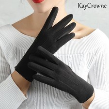 Slim Vintage Windproof Touch Screen Gloves Women Winter Full Finger Hand Warmer