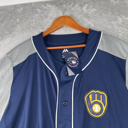 Camisa Jersey Milwaukee Brewers Para Hombres 2XL Majestuosa MLB Béisbol Poliéster - Imagen 2 de 9