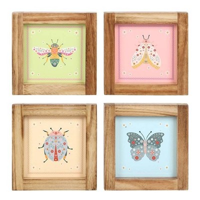 Something Different - Gerahmte Wandkunst, Floral Käfer 4er-Pack (SD9793)