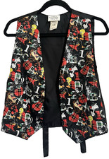 VINTAGE 90'S LOONEY TUNE MANIA ONE SIZE SUIT WAISTCOAT BLACK MULTICOLOR VEST NEW