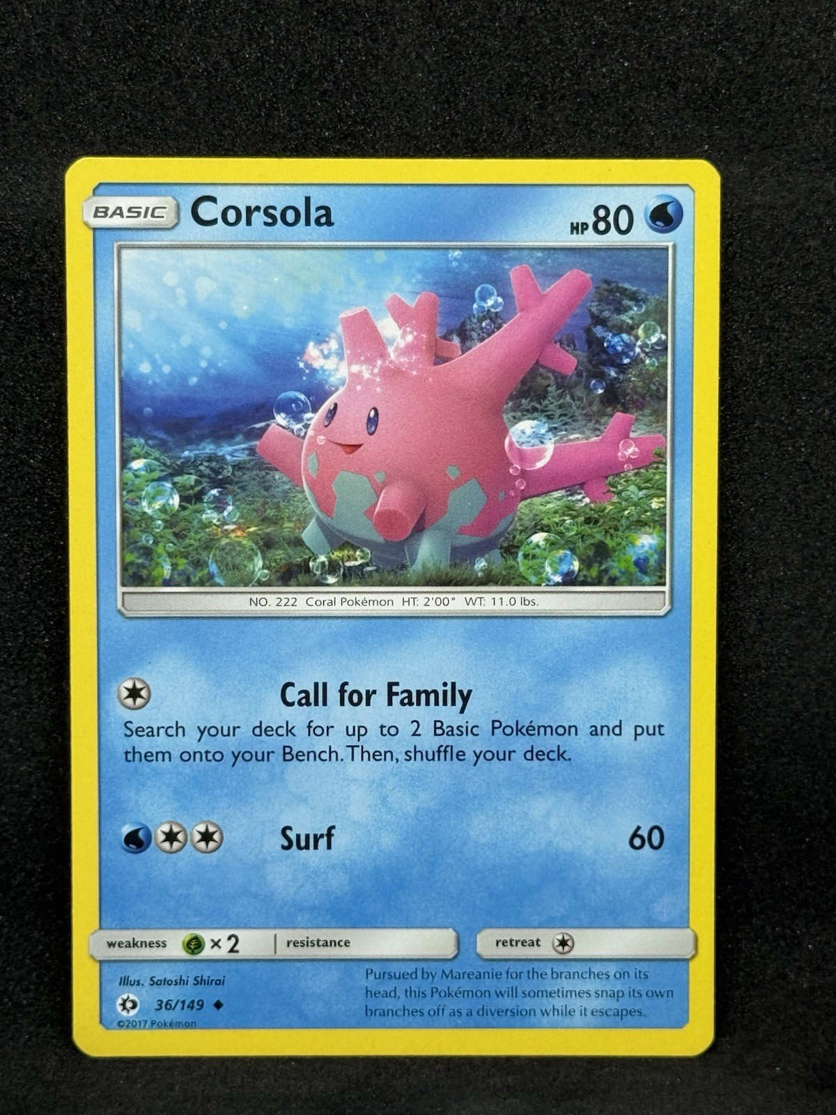 Corsola 36/149 Sun & Moon Pokemon TCG trading card